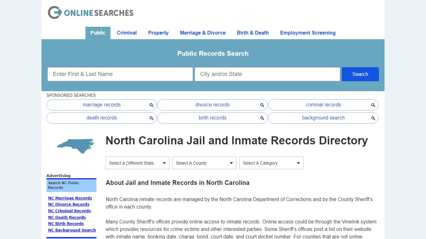 North Carolina Jail and Inmate Records Search Directory